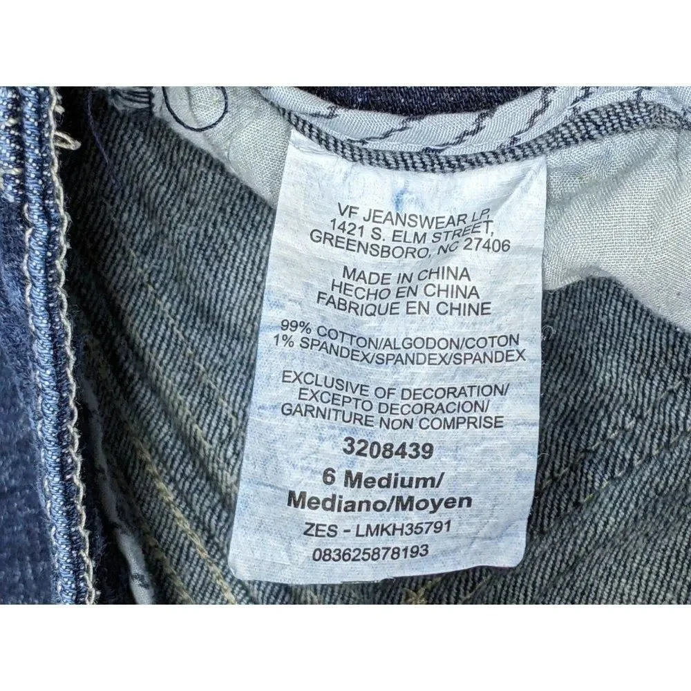 Lee Size 6 Medium Just Below Waist Embroidered Denim‎ Blue Jeans Capris